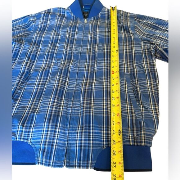 Sean John Blue Plaid Bomber Jacket Mens Size Medium - Picture 12 of 13